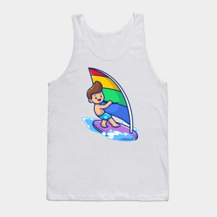 Cute People Playing Windsurfing Tank Top